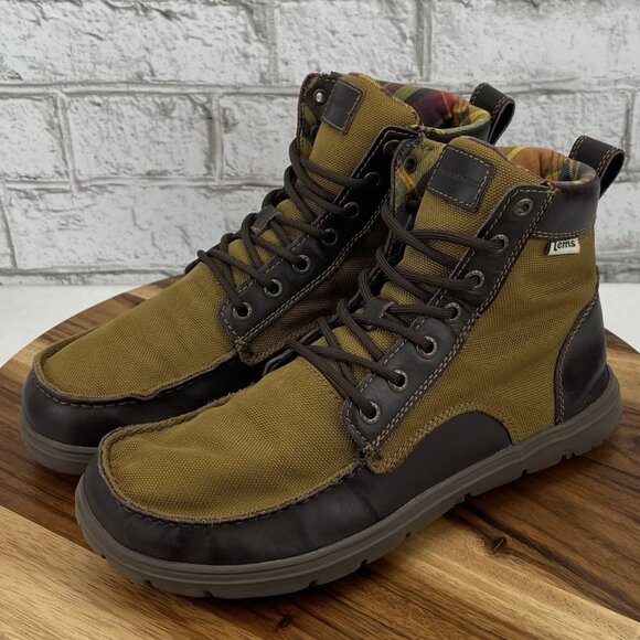 Lems Boulder Boot Dijon Brown Canvas Leather Mens 7.5 Hiking Outdoor Shoes - Picture 1 of 10